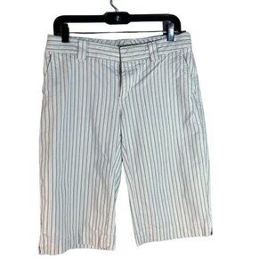 Banana Republic Women's Pin Striped Mid Rise 100% Cotton Bermuda Shorts Size 8